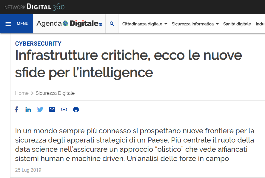 Infrastrutture critiche su Agenda digitale