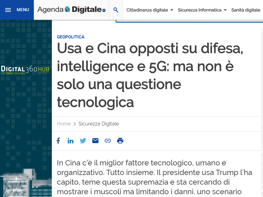 Usa e Cina opposti su difesa, intelligence e 5G: ma non è solo una questione tecnologica